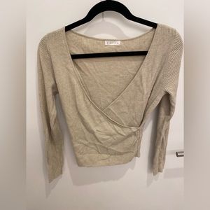 Leith Crossover Ribbed Knit Top